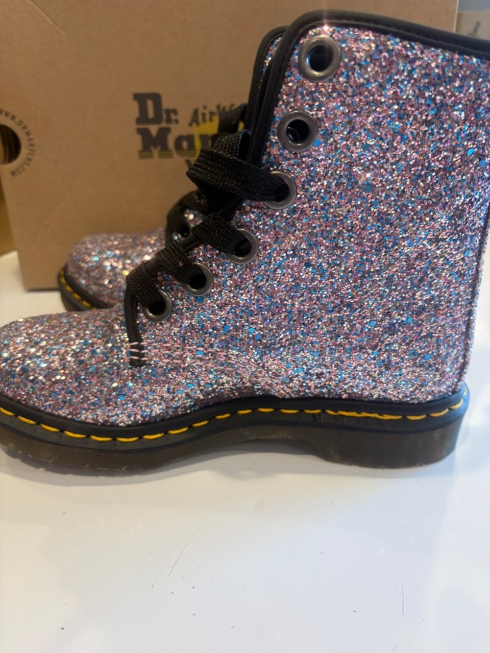 Dr. Martens Multi-Glitter Lace-Up Combat Boots